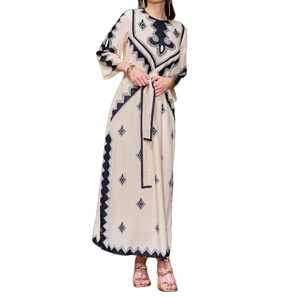 NEW ESTEEM COUTURE kati kaftan maxi dress in black/white